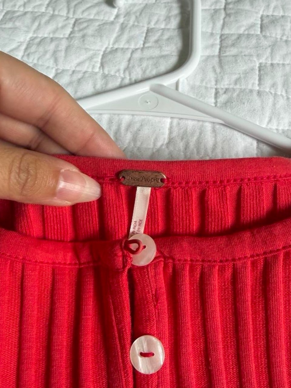 Free People Red Ribbed Button-Front Tank - Picture 2 of 4